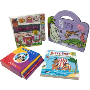 High Quality Custom Printed Recycled Flaps Pull And Push Cardboard Story Book Set Kids Children Board Book