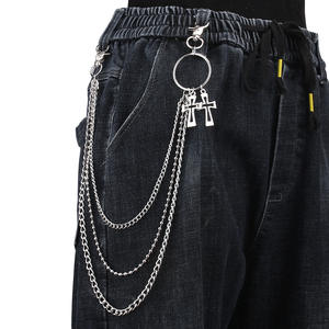 Punk Hip Hop Waist <b>Chain</b> Double Layer <b>Cross</b> Pendant Zinc Alloy Street Style Fashion Body <b>Chain</b> For Daily Wear - Product Image 1