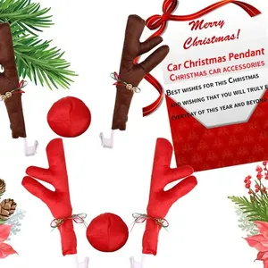 <span class=keywords><strong>Reno</strong></span> decoración alce asta <span class=keywords><strong>coche</strong></span> vehículo nariz cuerno disfraz decoración conjunto Rudolph Navidad <span class=keywords><strong>Reno</strong></span> astas nariz roja adornos 1 ud. - Product Image 3