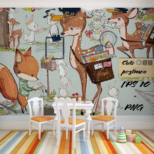 <span class=keywords><strong>Papier</strong></span> <span class=keywords><strong>peint</strong></span> mural pour chambre d'enfant, motif cerf de dessin animé, fond de mur pour chambre d'enfant, petit renard, chambre à coucher, murale mignonne - Product Image 1