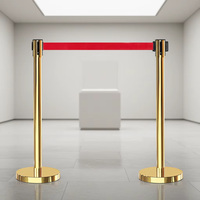 Barrières de contrôle des foules avec sangle rétractable, poteau de sécurité en acier inoxydable, barrière de file d'attente avec corde