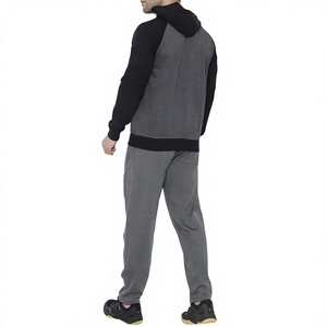 Chándal Deportivo para Hombre con Bloques de Color, Sudadera con Capucha y Cremallera Completa, con Bolsillos Laterales, Gris, Negro, Blanco, Ropa Casual de Invierno, 100% Algodón - Product Image 3