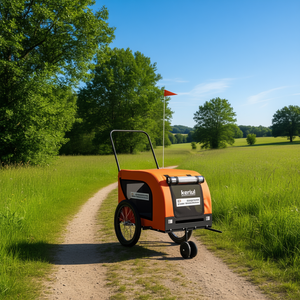 Remorque de vélo pour animaux de compagnie Keriul en tissu Oxford orange, durable pour les aventures en plein air - Product Image 2