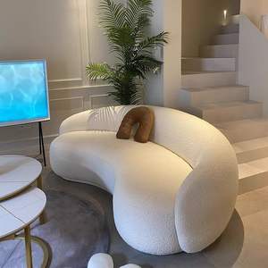 أحدث أريكة منحنية نصف دائرية أريكة فاخرة عصرية مخملية لغرفة المعيشة على شكل قمر - Product Image 1