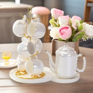 Luxury Pearl White Cold Water Pitcher <b>Set</b>, High-End Drinkware <b>Set</b>, Black Coffee Cup and Pot <b>Set</b>, Premium Household <b>Tea</b> <b>Set</b> - Product Image 3