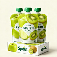 Pochette d'emballage de jus de 200 ml avec boîte de présentation, emballage liquide alimentaire de luxe biodégradable transparent pour boissons