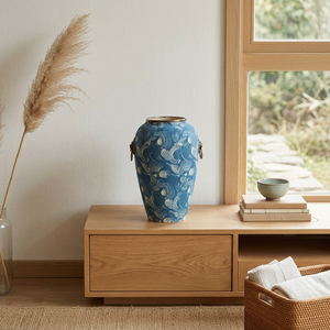 Jarrón de Cerámica Retro de Lujo Ligero, Hecho a Mano, de <span class=keywords><strong>Porcelana</strong></span> Azul y Blanca, con Diseño Envejecido Original, para Decoración de Hoteles - Product Image 5
