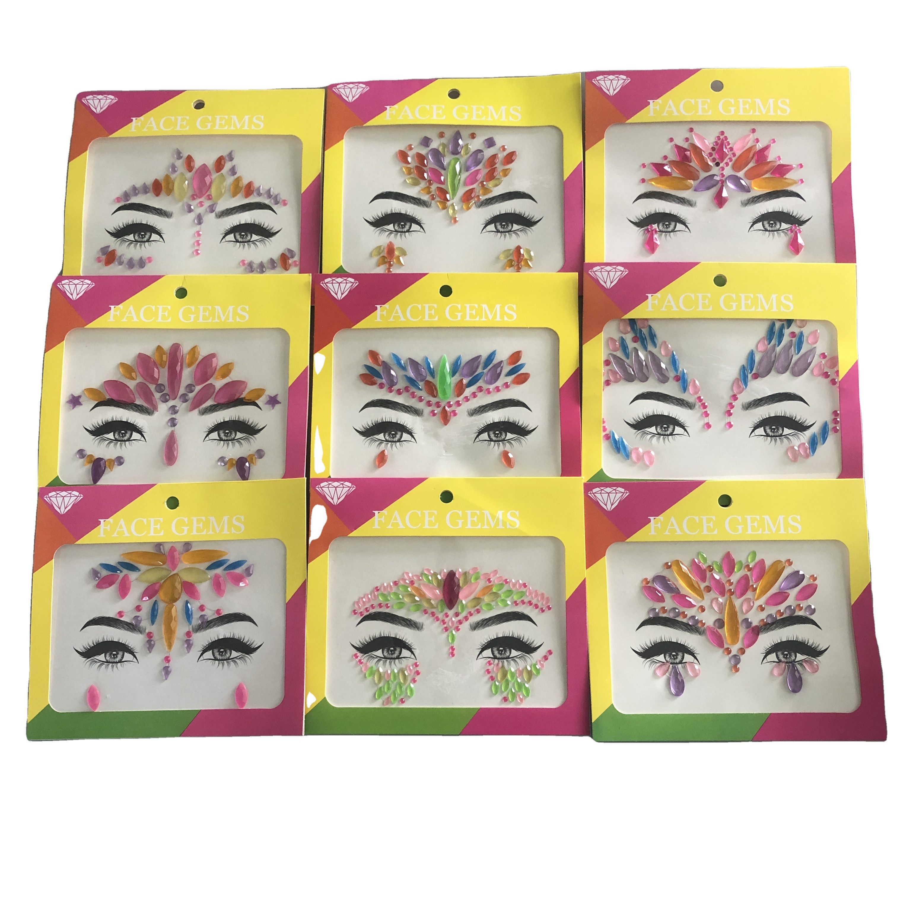 Праздничная вечеринка, светящиеся кристаллы, украшения для глаз, хрустальные наклейки, камни для лица