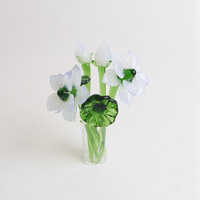 Mini Ornement Floral en Verre Artificiel pour la Décoration Intérieure, Artisanat, Ornement de Bureau, Texture Réaliste, Cadeaux de Mobilier