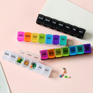 Caja de medicamentos portátil con 14 compartimentos, organizador semanal de pastillas de PP de calidad alimentaria con cubierta para almacenamiento diario de medicamentos - Product Image 2