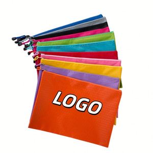 X515 Custom Plastic A4 File Folder Zipper Pouch Lock <b>Envelope</b> Document Bag Oxford File Folder Wholesale Factory Price - Product Image 1