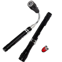 Lampe torche LED flexible à 360 degrés rechargeable par USB, 3 LED magnétiques avec corps télescopique en aluminium