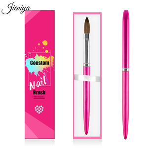 Pinceaux de <span class=keywords><strong>manucure</strong></span> stylo outils fournisseur Fuchsia métal poignée cheveux naturels acrylique Nail Art brosse - Product Image 1