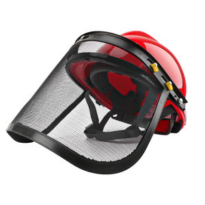 Casco de seguridad tipo V con protector facial de malla metálica para motosierra, cortacésped, cortasetos, protección de jardín, a prueba de salpicaduras - Product Image 1