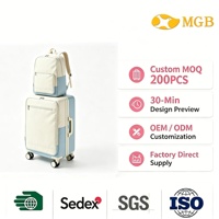 Ensemble de bagages souples et sac à dos en tissu Oxford de 20 pouces, capacité OEM, avec fermeture éclair et valise à roulettes universelles