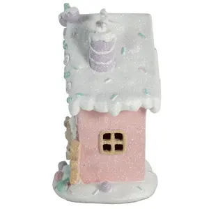 New Arrival Resin Gingerbread House Decor Christmas Decoration 2024 Lighted Christmas Village Houses