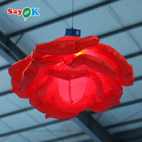 Sayok Gonflable Rose Fleurs Décoration Led Lumineux Géant Roses Fleur avec Souffleur D'air