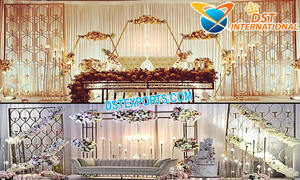 การตกแต่งเวทีงานแต่งงานที่มีเสน่ห์พร้อมผนังเทียนการตกแต่งเวทีงานแต่งงานสีทองพร้อมผนังเทียนการตกแต่งเวทีงานแต่งงานที่สวยงาม - Product Image 2