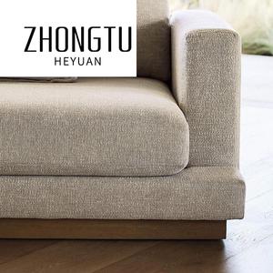 أثاث ريفي حديث شقة داخلية أريكة غرفة المعيشة نسيج خشبي مجموعة 3 مقاعد أريكة ذراع كرسي زاوية مقطعية - Product Image 3