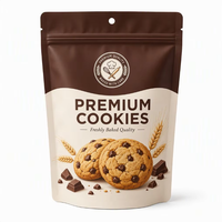 Sachet Doypack personnalisé imprimé finition mate 500g pour biscuits aux pépites de chocolat, emballage alimentaire pour boulangerie