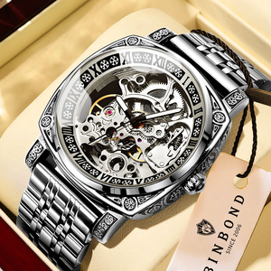 <span class=keywords><strong>Montre</strong></span> mécanique de luxe <span class=keywords><strong>gravée</strong></span> BINBOND pour homme, style business, lumineuse, résistante à l'eau 30M, <span class=keywords><strong>montre</strong></span>-bracelet précise - Product Image 1