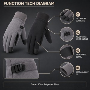 <span class=keywords><strong>Gants</strong></span> de cyclisme pour hommes avec logo personnalisé, imperméables, chauds, compatibles avec les écrans tactiles, pour le vélo et les sports de plein air - Product Image 3