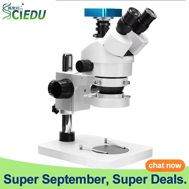SCIEDU Trinocular Stereo Microscope 14MP CCD Camera 40X Magnification Dual LED for Electronics Repair PCB Inspection Soldering