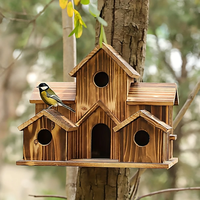 Nid d'oiseau moderne en bois-Nichoir de style villa perroquet extérieur avec design pastoral créatif Abri d'alimentation durable et facile à installer