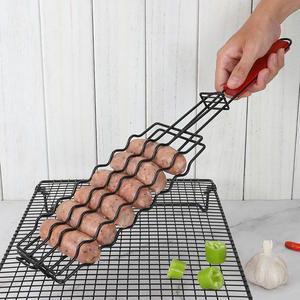 Outil multifonctionnel d'extérieur de haute qualité Camping Anti-brûlure manche en bois massif <span class=keywords><strong>jambon</strong></span> <span class=keywords><strong>Barbecue</strong></span> panier - Product Image 4