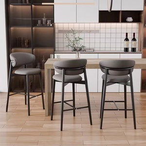 Tabouret moderne simple à pieds hauts, éponge haute densité 45D, <span class=keywords><strong>chaise</strong></span> <span class=keywords><strong>de</strong></span> <span class=keywords><strong>bar</strong></span> en <span class=keywords><strong>cuir</strong></span> Napa pour salon et <span class=keywords><strong>bar</strong></span> - Product Image 3