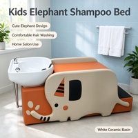 Station de lavage de cheveux pour enfants en gros, design éléphant, avec lavabo en céramique et repose-pieds pour salon