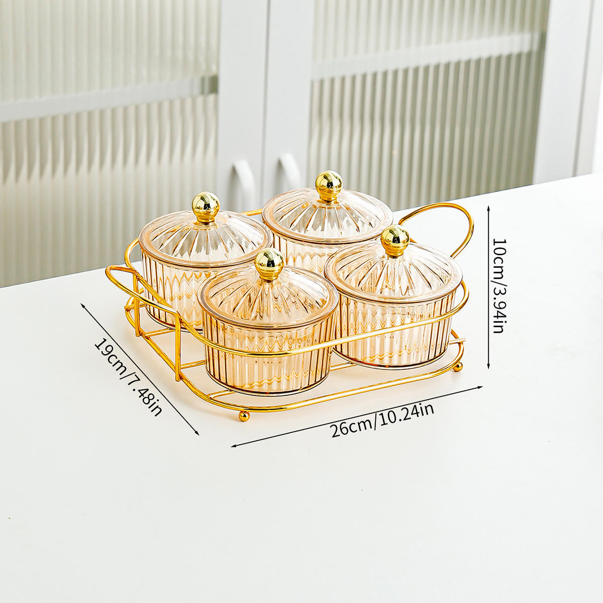 Golden Round Rack 4-grid Round Bead Amber Dried Fr