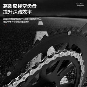 Manivelle de vélo à double disque RACEWORK pour vélos de <span class=keywords><strong>route</strong></span> et pliants, petite manivelle creuse en tissu, 34/50 170mm, modèle Chrysanthème - Product Image 3