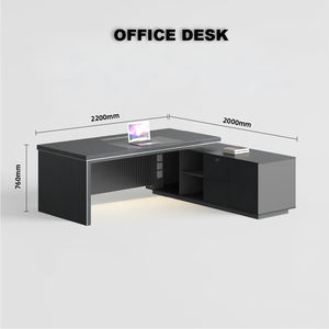 अंतर्निहित बिजली बंदरगाहों और सुरक्षित भंडारण कैबिनेट के साथ कार्यकारी लकड़ी कार्यालय - Product Image 5