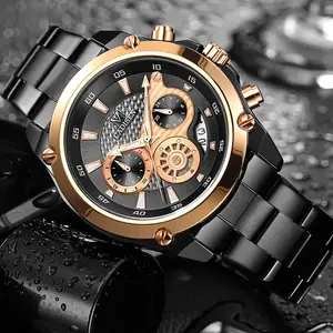 Cadisen 9053 Shenzhen Fabrikanten Man Quartz Horloge Drie Ogen Analoog Mode Staal Geschenkset Duits Horloge