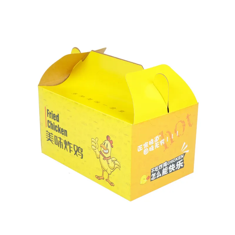 Customized Logo Printed Cake Donut Cookies Fried Chicken Packaging Wholesale Gable Boxes With Handle