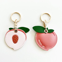 Porte-clés en cuir PU motif fruits et légumes, porte-cartes, breloque de sac, ornement suspendu imprimé