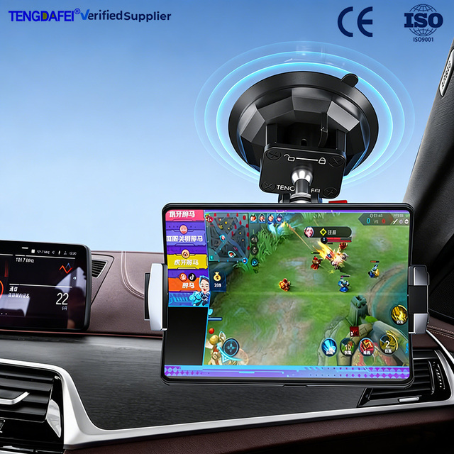 Aluminum Alloy Flexible Waterproof Anti-Slip Car Phone Holder Black Suction Cup 360 Rotation Car Mount Tablet Holder Action