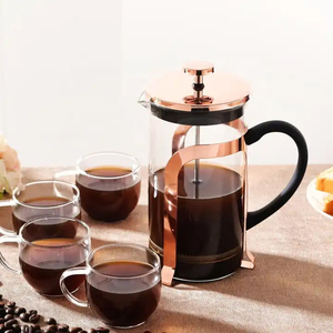 Logo personnalisé <span class=keywords><strong>de</strong></span> style classique OEM or rose acier inoxydable métal cafetière à thé presse française - Product Image 1