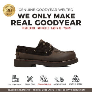 <span class=keywords><strong>Chaussures</strong></span> <span class=keywords><strong>bateau</strong></span> d'été respirantes Goodyear Welt pour hommes en daim marron, vente en gros, fournisseur direct d'usine, production en masse - Product Image 1