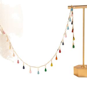 Ожерелье в европейско-американском спортивном стиле с бамбуковыми подвесками в форме сердца и капли, имитация жемчуга, с эффектом масляного наполнения - Product Image 5