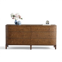 Commode à 6 tiroirs en bois de burl moderne et luxueuse, double commode, armoire de rangement pour chambre à coucher