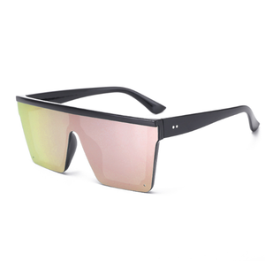 Nuovo Logo personalizzato Black Square Shades occhiali da sole donna Fashion Retro Mirror Flat Top occhiali da sole Oversize per uomo - Product Image 6