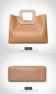 Sac fourre-tout décontracté en cuir véritable souple de couleur unie pour femmes avec fermeture à moraillon Sac à main de mode de haute qualité pour dames - Product Image 6