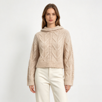 Pull à capuche tricoté pour femme Kenzi, manches longues, personnalisable OEM & ODM, haute qualité, bleu foncé, vente en gros, vêtements de loisirs