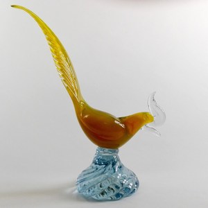 Figurine de perroquet en verre soufflé à la main, couleur ambre, décoration animale artisanale - Product Image 3