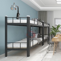 Lit superposé en acier robuste avec garde-corps de sécurité, lit à double couche pour dortoir, appartement, école, utilisation en dortoir, lit en métal anti-vibration