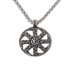Collar Kolovrat, Joyería Pagana Vikinga Nórdica, Collar con Colgante de Rueda Solar Eslava de Acero Inoxidable - Product Image 3