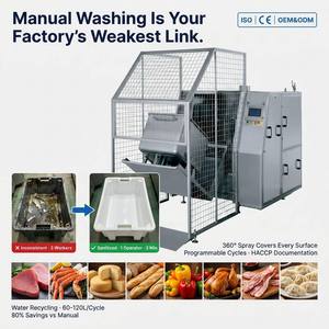 Laveuse de chariots à déchets rotative automatique 360° de qualité alimentaire, en acier inoxydable SUS304, machine de nettoyage et de désinfection haute pression pour boulangeries et laiteries - Product Image 1