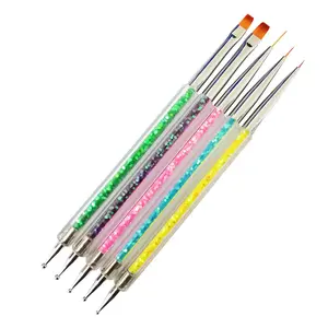 5 teile/sätze Nail Art Pen 2 In 1 Double Ends Punkt ier zeichnung Malerei UV Gel Liner Polish Pinsel Set Nail Art Punkt ier werkzeuge